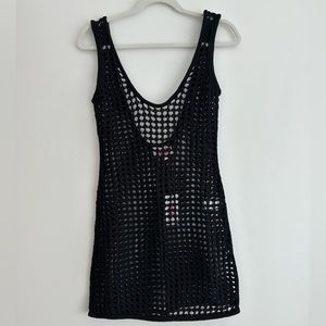 Solid & Striped Black Crochet Coverup, size L, black